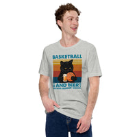 Christmas Gift Ideas for Basketball Lover, Coach & Player, Cat Lovers - Game Outfit - Basketball & Beer Because Murder Is Wrong T-Shirt - Athletic Heather