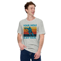 Hockey Game Outfit & Attire - Ideal Bday & Christmas Gifts for Ice Hockey Players & Goalies - Funny Your Hole Is My Goal T-Shirt - Athletic Heather