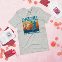Christmas Gift Ideas for Basketball Lovers, Coach & Player, Beer Lovers - Game Outfit - I Like Basketball & Beer & Maybe 3 People Tee - Athletic Heather