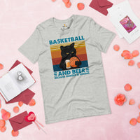 Christmas Gift Ideas for Basketball Lover, Coach & Player, Cat Lovers - Game Outfit - Basketball & Beer Because Murder Is Wrong T-Shirt - Athletic Heather