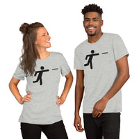 Disk Golf T-Shirt - Frisbee Golf Attire & Apparel - Gift Ideas for Him & Her, Disc Golfers - Funny Stickman Throws Tee - Athletic Heather, Unisex