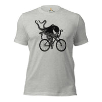 Cycling Gear - Mountain Bike Clothes - MTB Biking Attire, Outfits, Apparel - Gifts for Cyclists - Retro Octopus Tee - Athletic Heather