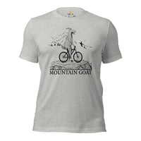 Cycling Gear - MTB Clothing - Mountain Bike Attire, Outfits, Apparel - Gifts for Cyclists, Bicycle Enthtusiasts - Mountain Goat T-Shirt - Athtletic Heather