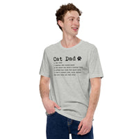 Cat Clothes & Attire - Funny Cat Dad Definition T-Shirt - Father's Day Gift Ideas, Presents For Cat Lovers & Owners - Athletic Heather