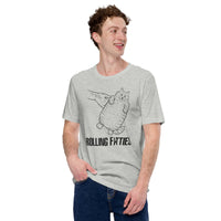 Cat Clothes & Attire - Funny Chonk Cat Mom & Dad Tee Shirts - Gifts For Cat Lovers & Owners - Rolling Fatties T-Shirt - Athletic Heather
