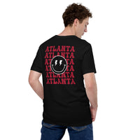 Happy Smiley Face Emoji T-Shirt - Atlanta Football Fanatic Vintage Graphic Shirt: Gift for Him & Her, Football Fans - Game Day Shirt - Black, Back