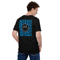 Happy Smiley Face Emoji T-Shirt - Detroit Football Fanatic Vintage Graphic Shirt: Gift for Him & Her, Football Fans - Game Day Shirt - Black, Back