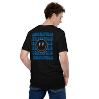 Happy Smiley Face Emoji T-Shirt - Indianapolis Football Fanatic Vintage Graphic Shirt: Gift for Him & Her, Football Fans - Game Day Tee - Black, Back