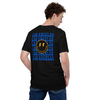 Happy Smiley Face Emoji T-Shirt - Los Angeles Football Fanatic Vintage Graphic Shirt: Gift for Him & Her, Football Fans - Game Day Tee - Black, Back