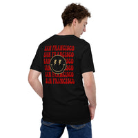 Happy Smiley Face Emoji T-Shirt - San Francisco Football Fanatic Vintage Graphic Shirt: Gift Ideas for Him & Her, Football Fans - Black, Back