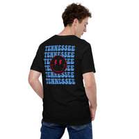Happy Smiley Face Emoji T-Shirt - Tennessee Football Fanatic Vintage Graphic Shirt: Gift for Him & Her, Football Fans - Game Day Shirt - Black, Back