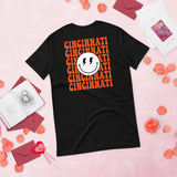 Happy Smiley Face Emoji T-Shirt - Cincinnati Football Fanatic Vintage Graphic Shirt: Gift for Him & Her, Football Fans - Game Day Shirt