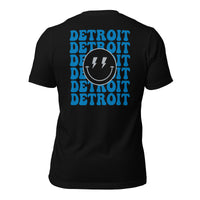 Happy Smiley Face Emoji T-Shirt - Detroit Football Fanatic Vintage Graphic Shirt: Gift for Him & Her, Football Fans - Game Day Shirt - Black, Back