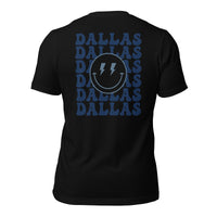 Happy Smiley Face Emoji T-Shirt - Dallas Football Fanatic Vintage Graphic Shirt: Gift for Him & Her, Football Fans - Game Day Shirt - Black, Back