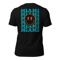Happy Smiley Face Emoji T-Shirt - Miami Football Fanatic Vintage Graphic Shirt: Gift for Him & Her, Football Fans - Game Day Shirt - Black, Back