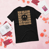 Happy Smiley Face Emoji T-Shirt - New Orleans Football Fanatic Vintage Graphic Shirt: Gift for Him & Her, Football Fans - Game Day Tee - Black, Back