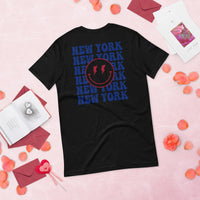 Happy Smiley Face Emoji T-Shirt - New York Football Fanatic Vintage Graphic Shirt: Gift for Him & Her, Football Fans - Game Day Shirt - Black, Back