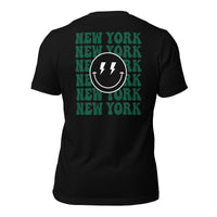 Happy Smiley Face Emoji T-Shirt - New York Football Fanatic Vintage Graphic Shirt: Gift for Him & Her, Football Fans - Game Day Tee - Black, Back