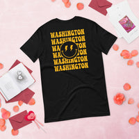 Happy Smiley Face Emoji T-Shirt - Washington Football Fanatic Vintage Graphic Shirt: Gift for Him & Her, Football Fans - Game Day Tee - Black, Back