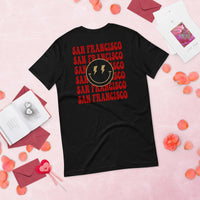 Happy Smiley Face Emoji T-Shirt - San Francisco Football Fanatic Vintage Graphic Shirt: Gift Ideas for Him & Her, Football Fans - Black, Back