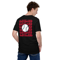 Retro Cleveland Baseball Emblem Fanatic T-Shirt: Gift Ideas for Him & Her, Baseball Enthusiasts & Lovers - Vintage Game Day Shirt - Black, Back