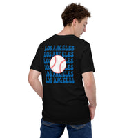 Retro Los Angeles Baseball Emblem Fanatic T-Shirt: Gift Ideas for Him & Her, Baseball Enthusiasts & Lovers - Game Day Tee - Athletic Heather, Back
