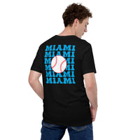 Retro Miami Baseball Emblem Fanatic T-Shirt: Gift Ideas for Him & Her, Baseball Enthusiasts & Lovers - Vintage Game Day Shirt - Black, Back
