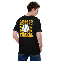 Retro Oakland Baseball Emblem Fanatic T-Shirt: Gift Ideas for Him & Her, Baseball Enthusiasts & Lovers - Vintage Game Day Shirt - Black, Back
