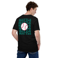 Retro Seattle Baseball Emblem Fanatic T-Shirt: Gift Ideas for Him & Her, Baseball Enthusiasts & Lovers - Vintage Game Day Shirt - Black, Back
