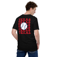 Retro Texas Baseball Emblem Fanatic T-Shirt: Gift Ideas for Him & Her, Baseball Enthusiasts & Lovers - Vintage Game Day Shirt - Black, Back