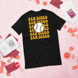 Retro San Diego Baseball Emblem Fanatic T-Shirt: Gift Ideas for Him & Her, Baseball Enthusiasts & Lovers - Vintage Game Day Tee - Black, Back