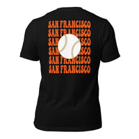 Retro San Francisco Baseball Emblem Fanatic T-Shirt: Gift Ideas for Him & Her, Baseball Enthusiasts & Lovers - Vintage Game Day Tee - Black, Back