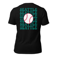 Retro Seattle Baseball Emblem Fanatic T-Shirt: Gift Ideas for Him & Her, Baseball Enthusiasts & Lovers - Vintage Game Day Shirt - Black, Back