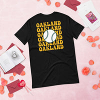 Retro Oakland Baseball Emblem Fanatic T-Shirt: Gift Ideas for Him & Her, Baseball Enthusiasts & Lovers - Vintage Game Day Shirt - Black, Back