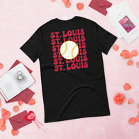 Retro St. Louis Baseball Emblem Fanatic T-Shirt: Gift Ideas for Him & Her, Baseball Enthusiasts & Lovers - Vintage Game Day Tee - Black, Back