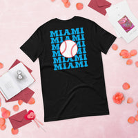 Retro Miami Baseball Emblem Fanatic T-Shirt: Gift Ideas for Him & Her, Baseball Enthusiasts & Lovers - Vintage Game Day Shirt - Black, Back