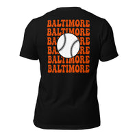 Retro Baltimore Baseball Emblem Fanatic T-Shirt: Gift Ideas for Him & Her, Baseball Enthusiasts & Lovers - Vintage Game Day Tee - Black, Back