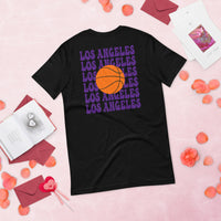 Bday & Christmas Gift Ideas for Basketball Lovers, Coach & Player - Senior Night, Game Outfit & Attire - Los Angeles B-ball Fanatic Tee - Black, Back