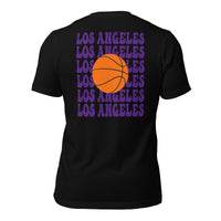 Bday & Christmas Gift Ideas for Basketball Lovers, Coach & Player - Senior Night, Game Outfit & Attire - Los Angeles B-ball Fanatic Tee - Black, Back