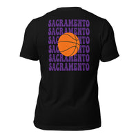 Bday & Christmas Gift Ideas for Basketball Lover, Coach & Player - Senior Night, Game Outfit & Attire - Sacramento B-ball Fanatic Tee - Black, Back