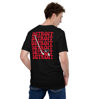 Detroit T-Shirt - DET Shirt - Michigan T-Shirt - Game Day Shirt - Ice Hockey T-Shirt - Retro Hockey Shirt - Gift for Hockey Player & Lover - Black, Back