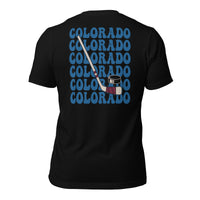 Hockey Game Outfit & Attire - Bday & Christmas Gift Ideas for Hockey Players & Goalies - Retro Colorado Hockey Emblem Fanatic T-Shirt - Black, Back
