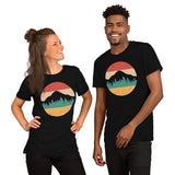 Enchanted Forest Themed 80s Retro Aesthetic T-Shirt - Naturecore Tee for Granola Girl & Guy, Wanderlust, Hiker, Outdoorsy Camper - Black, Unisex