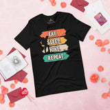 Hiking Vintage Aesthetic T-Shirt - Eat Sleep Hike Repeat Boho T-Shirt - Granola Tee for Nature Lovers, Campers & Hikers, Geocacher - Black