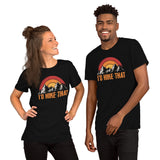 Hiking Retro Sunset Mountain Themed T-Shirt - Ideal Gift for Outdoorsy Camper & Hiker, Nature Lover, Wanderlust - I'd Hike That Shirt - Black, Unisex