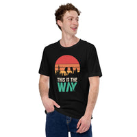 This Is The Way T-Shirt - Geocaching, Hiking Retro Sunset Themed Shirt - Gift for Outdoorsy Camper & Hiker, Nature Lover, Geocacher - Black