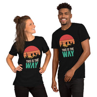 This Is The Way T-Shirt - Geocaching, Hiking Retro Sunset Themed Shirt - Gift for Outdoorsy Camper & Hiker, Nature Lover, Geocacher - Black, Unisex