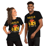 Maui, Lahaina Beach Retro Sunset T-shirt - Hawaii Vacation Shirt - Summer Vibes Tee - Gift for Surfer, Outdoorsy Camper, Nature Lover - Black, Unisex