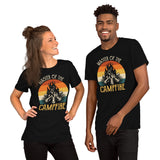 Adventure Awaits with Bonfire & Nature Vibes - Master of The Campfire T-Shirt - Campsite Vibes Tee for Glamping Lover, Camping Crew - Black, Unisex