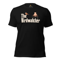 The Birdwatcher T-Shirt - Bird Nerd Shirt - Nice Tits, Sparrow, Tufted Titmouse Tee for Birdwatcher, Avian Lover & Outdoorsy Birder - Black